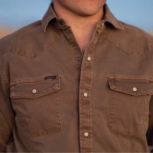 Poncho The Cotulla Men’s Brown Shirt Performance Denim L Tall